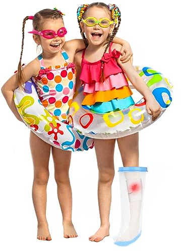 SUPERNIGHT Child Waterproof Leg Cast Cover for Shower, Protects Leg Wounds, Burns, and Injuries, Reusable Watertight Bandage Protector bag for Swimming and Bathing(Anti-Slip Design)