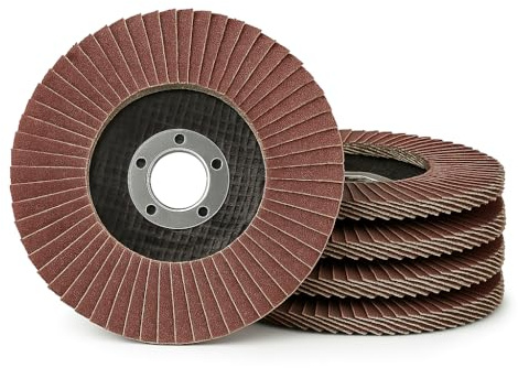 Qtools Fächerscheiben 125mm Set (6 Stück – 2x Korn 60, 2x Korn 100, 2x Korn 120) | Lamellenschleifscheiben T-29 für Metall | Profiqualität für Winkelschleifer/Flex | Ø 125mm x 22,23mm