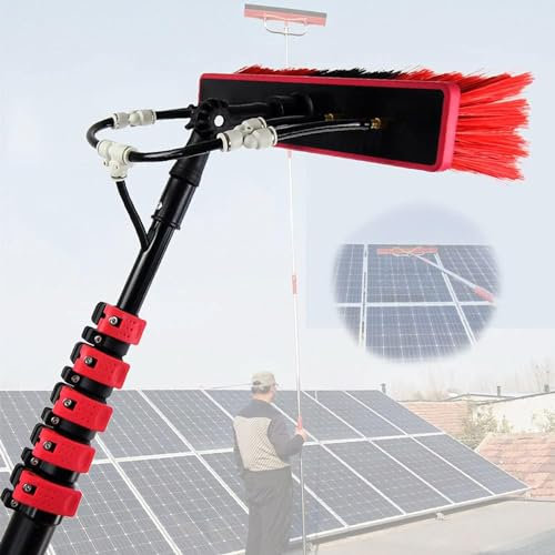 Teleskopstange Wasserführend, Teleskopstange Fensterreinigung Universal Waschbürste, 3.5–10 M Wassergespeiste Teleskopbürste, Solarpanel-Reinigungsgerät Für Sauberere Außenfenster,3.6M/12FT-35cmBrush