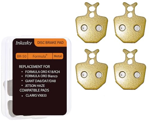 Inkesky Disc Brake Pads, Metal, Compatible with Jetson Haze Electric Bike, Formula ORO K18 /K24/Bianco, Giant DA6 DA7 DA8,Clarks VX833-2 Pairs