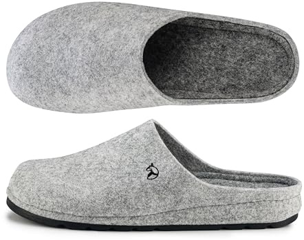 ESTRO Pantuflas de Fieltro Hombre - Zapatillas Casa Hombre Cerradas Zapatillas Casa con Suela de Goma Pantuflas Fieltro F05 (Gris, 42 EU)