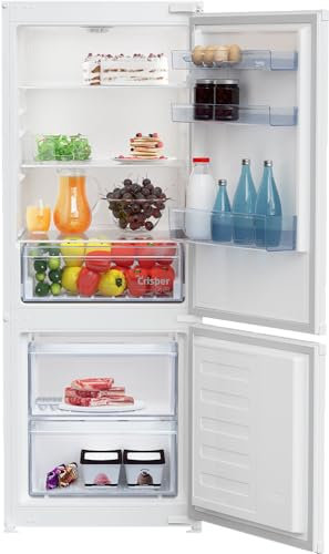 Beko BCSA240K4SN b100 Integrierbare Kühl-/Gefrierkombination, 214 l Nutzinhalt, 156 l Kühlen, 58 l Gefrieren, 145er Nische, Schlepptürtechnik, 37 dB, Einbau-Gerät, Weiß