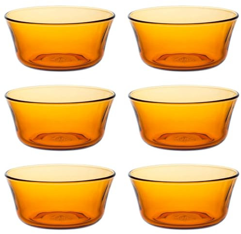 Acan Tradineur LYS Lot de 6 bols, bols en verre résistant aux chocs et aux chocs thermiques, passe au lave-vaisselle, ambre 10,5 x 5 cm
