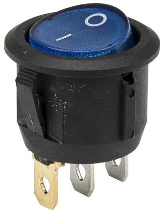 BADIKA Interrupteur à Bascule 10pcs / lot KCD1-102N-5 perforé diamètre 20 mm 3 Broches on - Off Interrupteur à Bascule Rond avec lumière KCD1-105N 220V 12V(Blue,220V Yellow Ray)