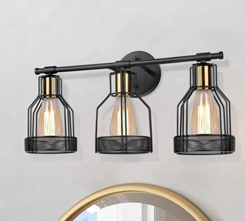 SSNCcNC Amerikanischen Retro Spiegelleuchte 3-Flammig Badleuchte Vintage Industrial Metall Spiegellampe Schminklicht Wandleuchte Schlafzimmer Badezimmer Schrank Spiegelleuchten E27 Fassung