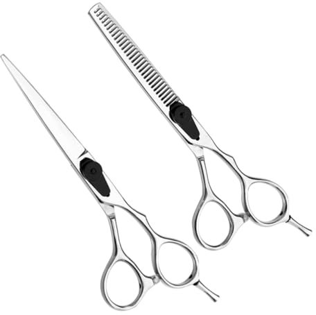 FOMIYES 2pezzi Professionali Per Parrucchieri Set Per Taglio e Sfoltimento Con Ergonomico Inossidabile Per Domestico e