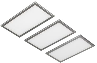 Rolux LED Unterbauset 3er Set 6W 24V warmweiß 300lm Alufarben mit Touch-Sensor dimmbar Flächenlicht Küchenleuchte Unterschrankleuchte Unterbauleuchte