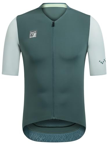 Santic Herren Radtrikot Kurzarm Tops Pro Rennrad Shirt Full Zipper UPF 50+ Fahrradtrikot mit Taschen
