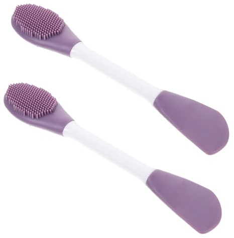 Silikon Gesichtsmaskenbürste Applikator Violett Doppelseitige 2 Stück | Tonmaske und Creme, Weiche Spitzen, für Zuhause oder Salon, Praktische Beauty Werkzeuge
