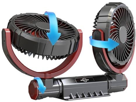 Ventilatore USB per auto, ventilatore a doppia testa rinfrescante, dispositivo silenzioso di aggiornamento regolabile per, animali e viaggi automobilistici