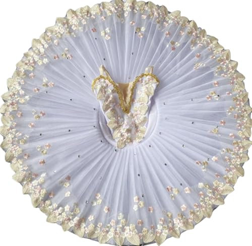 Professionelles Ballett-Tutu für Kinder, Besticktes Pfannkuchen-Tutu, Tanzkostüme für Ballerinas Und Partys für Mädchen, Übungskleidung （140 cm）
