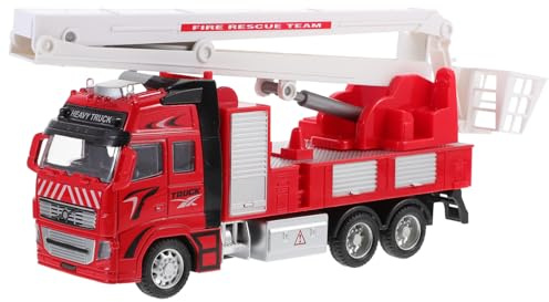 YARNOW Camión de Bomberos para Niños Escala 1:38, Modelo de Aleación y Abs Escalera Extensible para Juegos de Rescate y Escenarios de Emergencia