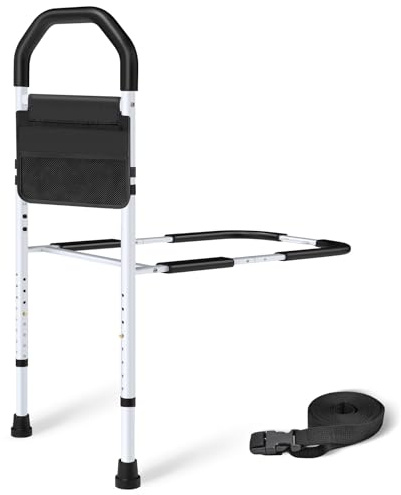 MNIENT Bed Rails for Elderly Adults Safety - ASTM Approved Bed Side Rail for Seniors with Support Leg,Two-side Storage Bag, Non-Slip Bed Assist Cane Guard,Adjustable Bedrails for King,Queen,Full,Twins