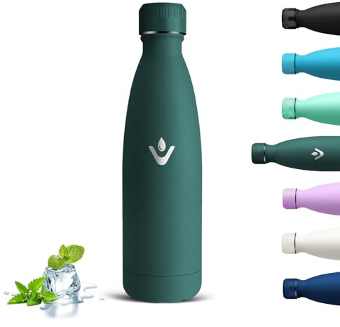 Grsta Botella Agua Acero Inoxidable, Prueba de Fugas Botella Termica 500ml, Conserva 12 Horas Caliente, 24 frio, Termo Sin BPA, Reutilizable Cantimplora Termica para Niños, Senderismo, Ciclismo