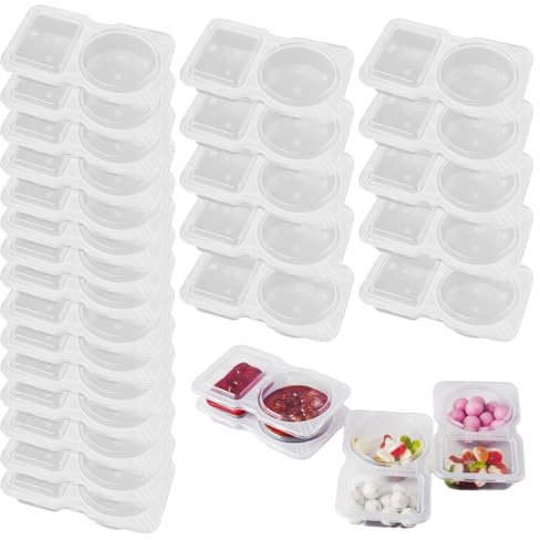 25 Stück Aufbewahrungsdosen mit Deckel, Wiederverwendbare Snack-Behälter, Snack- und Dip-Behälter, Dressingbecher Verdickte und Tragbare, 60ml+70ml Kleine Saucenbecher für Saucen, Dips und Dressings