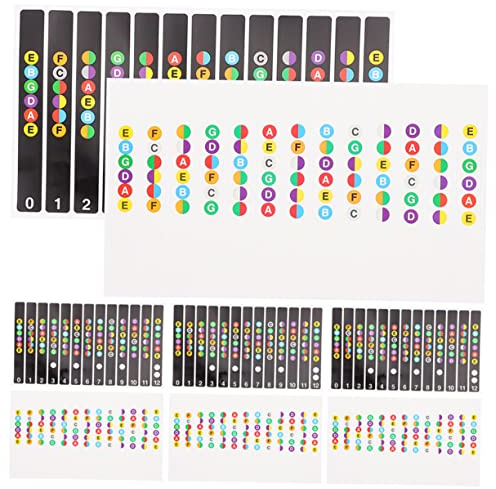 Milisten Adesivi per Tastiera di Chitarra 8pezzi Fretboard Labels Sticker per Principianti Indicazione Note e Toni Pvc Sticker