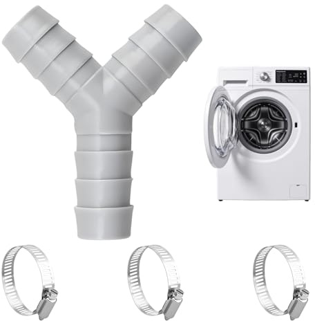 Adaptador Y de 2 vías para conexión de lavadora, doble conexión para lavadora y lavavajillas, juegos de conexión para lavadora y secadora, desagüe de lavadora, adaptador Y de 16 a 27 mm con 3