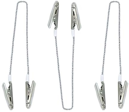 3 Stück Serviettenkette,Serviettenhalter,Edelstahl mit Klammern,Metall Serviette Klamme Silber,Lätzchenkette,Ketten mit Clip Für Senioren Erwachsene Kinder,Für Zahnarzt Handtuch Schürze Lätzchen