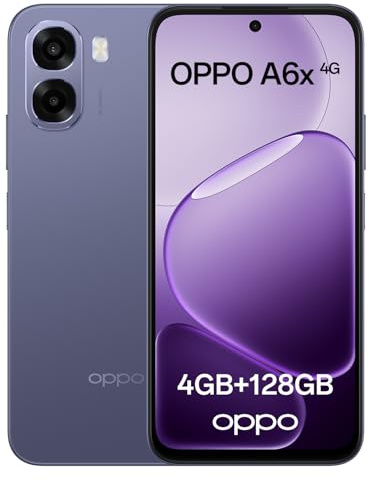 OPPO A6x 4G Smartphone Android Sbloccato, 4+128GB, Display Ultra Luminoso 6.75 120Hz, Fotocamera Ultra-Chiara, Batteria 6100mAh, Protezione della Fluidità 48 Mesi, Snapdragon 685, IP64, Plum Purple