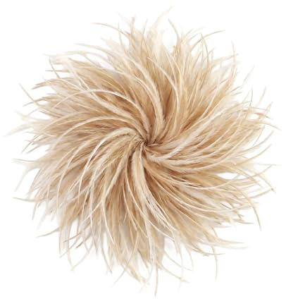 Baesics Federbrosche Damen - Feder Brosche zum Anstecken Ansteckblume | Aus echten Straußenfedern, federleicht und voluminös, 2-in-1 mit Nadel und Haarclip. Für Hochzeit, Fasching, Blazer, Kleid