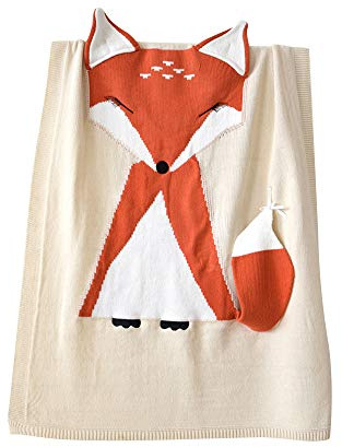 UK_Stone Babydecke Fuchs-Fans Kinder Strickdecke Spielen Decke für 0-6 Alter Baby, Beige