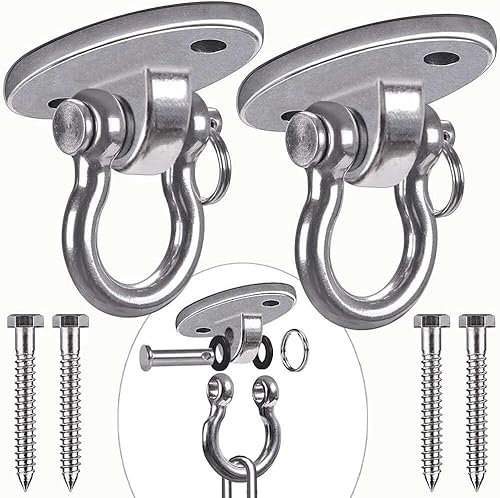 BeneLabel 2pcs Bois Cintre de Plafond 180 ° Hamac Pivotant Balançoire Suspension de Base Ovale pour Chaise de Terrain de Jeu Corde de Yoga Sacs de Frappe, 1000lbs