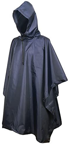 Sensong Regenponcho Wasserdicht Regencape mit Kapuze Multifunktionales Regenmantel Wiederverwendbar Regenkleidung Faltbare Ripstop Damen Herren für Wandern Camping Angeln Täglichen Gebrauch Blau