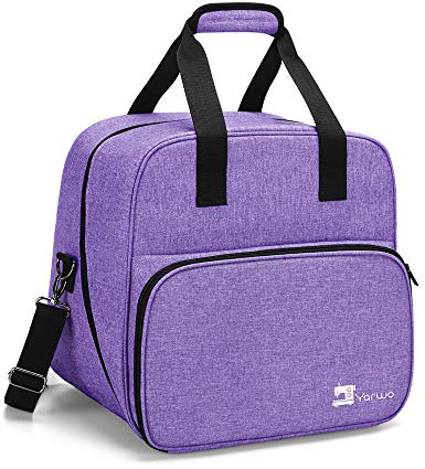 Yarwo Borsa per Macchina da Cucire, Borse da Trasporto per Macchina da Cucire, con Tavola di Legno Inferiore Staccabile e Tasche, Viola