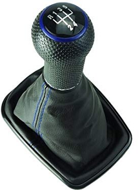 DoLED Schaltsack Schaltknauf schwarzer Rahmen blaue Naht blaue Kappe 5 Gang für 23 mm Schaltgestänge kompatibel/Ersatzteil für Golf 4 Bora