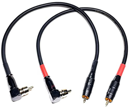 CESS-167-1f RCA Right Angle to Straight Type Male to Male Preamp Jumpers Patch Cable, 2 Pack (1 Foot)