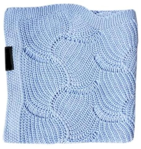 MiLeo Babydecke Junge himmelblau Stickdecke Boho Muschelmuster 80 x 100 cm Kuscheldecke für Ihr Baby Erstlingsdecke Spieldecke Puckdecke Geschenk zur Geburt Erstausstattung