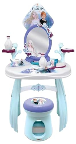 Smoby Salon de Coiffure La Reine des Neiges - Coiffeuse et Coiffeuse avec de Nombreux Accessoires - Design Disney Reine des Neiges - pour Enfants à partir de 3 Ans