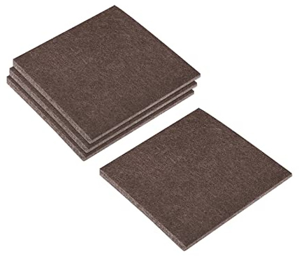 sourcing map Felt Furniture Pads, 90mm x 90mm Self Adhesive Square Floor Protectors for Furniture Legs Hardwood Floor, Brown 4Pcs