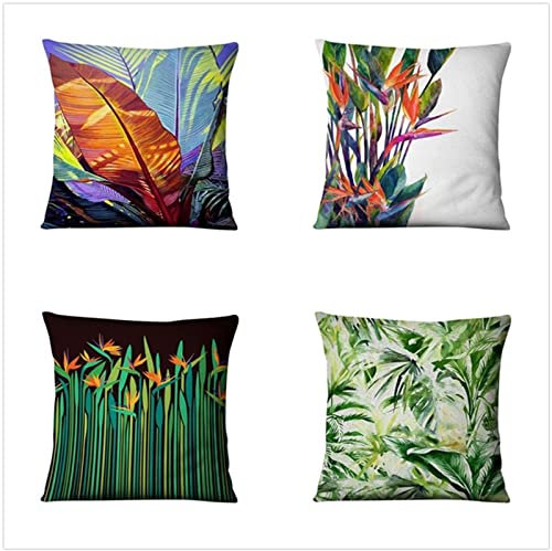 Tinnoon Kissenbezug 75x75cm 4er SetBoho Wohnzimmer Outdoor Deko, Schlafzimmer Zimmer Dekor Kissenhülle Kissenbezüge mit Verstecktem Reißverschluss, Couchkissen, Sofakissen Weinachten Blumen Pflanzen