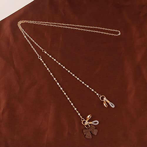 Brillenkette Brillenkette Weiß Kunststoff Perle Perle Herz Charm Brillenhalter Brillenhalter Riemen Frauen Halskette Geschenk Khaki
