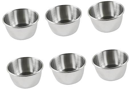 UPKOCH 6pièces Lot Coupelles Acier Inox Petites Bols à Sauce Réutilisables Pour Condiments Ketchup Moutarde Buffet Maison Restaurant
