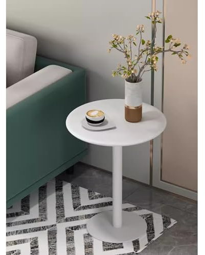 Runder Beistelltisch, weißer Kleiner Akzenttisch, Nachttisch, Couchtisch, Cocktail-Bartisch, Küchen-Esstisch, Konferenztisch, Kaffee-Besprechungstisch, Bistro-Pub (Size : 60x60x72cm)
