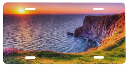Ireland Sunset Seascape Print License Plate Aluminum Car Plate Universal Car Tag For Car Decoration 15 * 30 cm