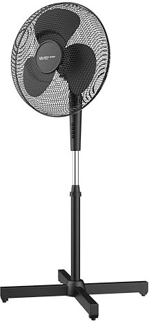 Ventilatore a Piantana 45 Watt Metallo ABS 3 Pale 3 Velocità Diametro 40 Oscillazione Inclinazione Altezza Regolabile (Nero)