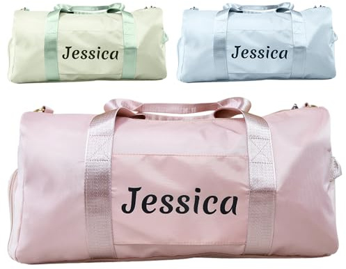Personalisierbare Turnbeutel mit Namen und Nass-Trocken-Taschen und Schuhfach – Reisen, Übernachtung & Turnbeutel für Damen/Herren, Paare & Brautjungfer Geschenk, Seesack, 18x8.66x9.4 inches