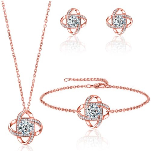 YeeHeen Jewelry Set Pendant Necklace and Earrings Set Cubic Zirconia Bridal Jewellery