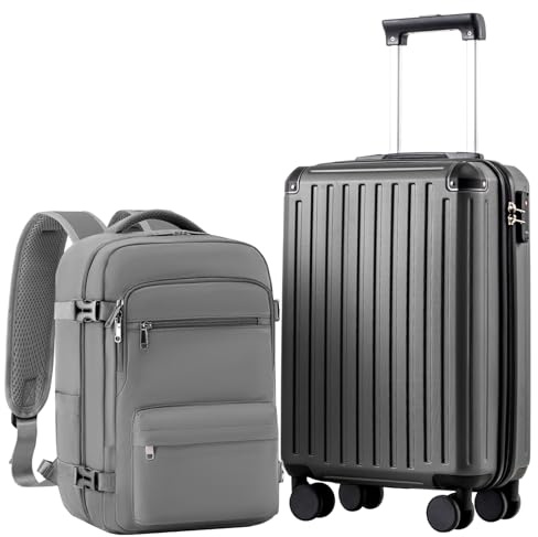 COOLIFE Ryanair Valigia Bagaglio a mano,Set di Valigie,Trolley,Valigia da cabina 55×35×20 e zaino da imbarco 20L(40×25×20cm) Chiusura a combinazione laterale con TSA per EasyJet