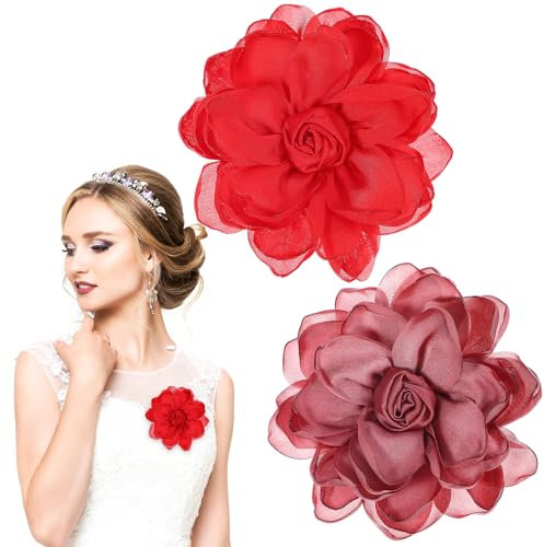 VALICLUD 2stücke Blumenbrosche Für Damen Blume Pins Für Kleidung Stoff Blumen Brosche Pin Für Kleider Hochzeit Geburtstag Dekoration Blumenanstecknadel Broschennadel