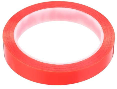 sourcing map Ruban adhésif double face pour réparation d'écran LCD pour téléphone portable, tablette, ordinateur portable, 15 mm x 10 m, rouge transparent