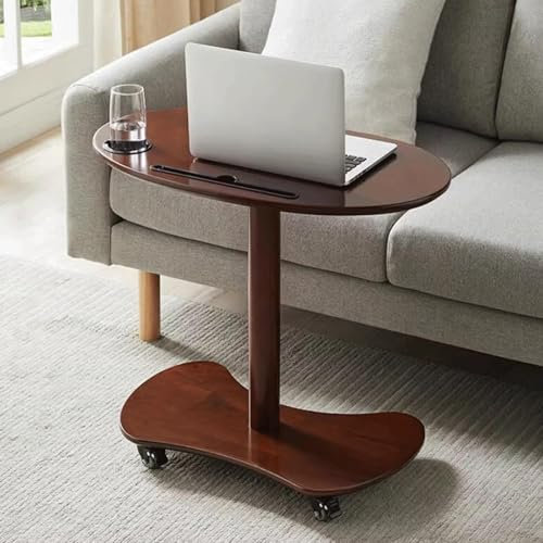 Mobiler Snack-Beistelltisch mit Rollen, 55 cm/60 cm/70 cm, doppellagige Aufbewahrung, sicherer und stabiler Couchtisch, praktisches Geschenk für Sofa, Bett, höhenverstellbar, Tabletttisch