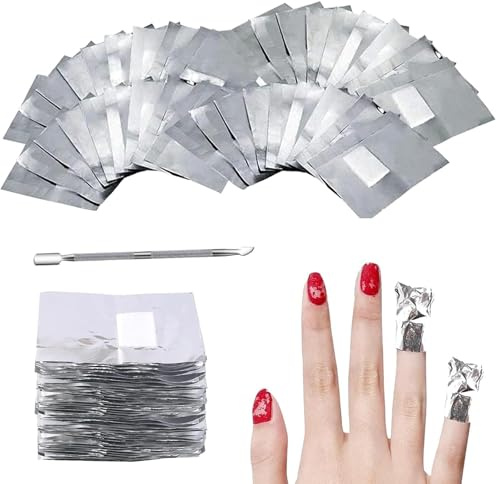Foil Nail Wraps Kit - 300Pcs Remover Wraps With Cuticle Pusher, Gel Nail Foils Remover For Fast und Gentle Soak Off Gel Polish Removing