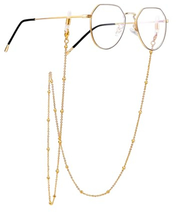 ChainsPro Brillenkette Edelstahl Damen Herren Brillenbänder Einstellbarer 1.8mm Breit Spaghettikette Maskenkette Zubehör für Sonnenbrillen 71cm Vergoldet