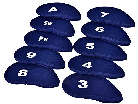 Cubierta para Palos de Golf, 10 Piezas de Neopreno, Cubierta Protectora para Cabeza de Palo de Hierro de Golf con números, Letras, Accesorios de Golf Que se adaptan a la mayoría