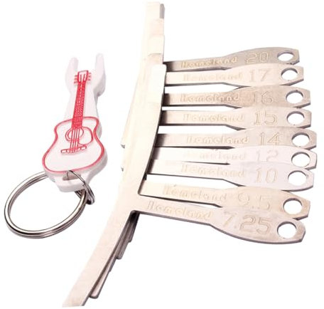 VICASKY 9piezas Galgas Radio Metálicas Para Guitarra Herramienta Luthier Para Medir Radio De Diapasón y Puente Con Llavero De Color Aleatorio Marcadas y Duraderas Para Configuración Precis