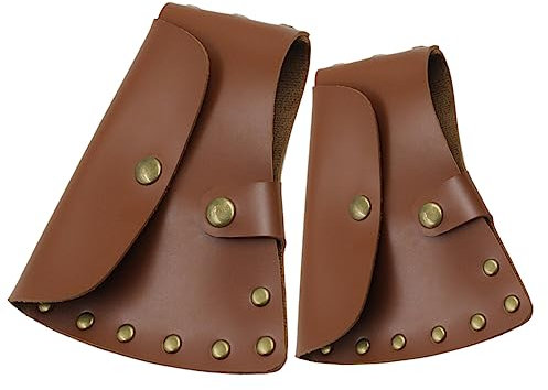 jojofuny Protective Cover and Portable Leather Sleeve Case for Outdoor Firefighting, 2pcs Large and Small Head Sheaths for Camping and Forestry Use